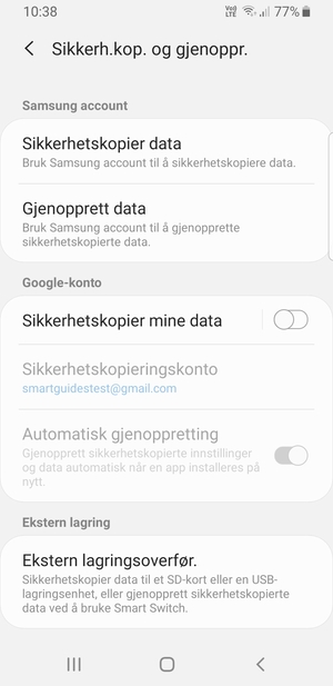 Slå på Sikkerhetskopier mine data