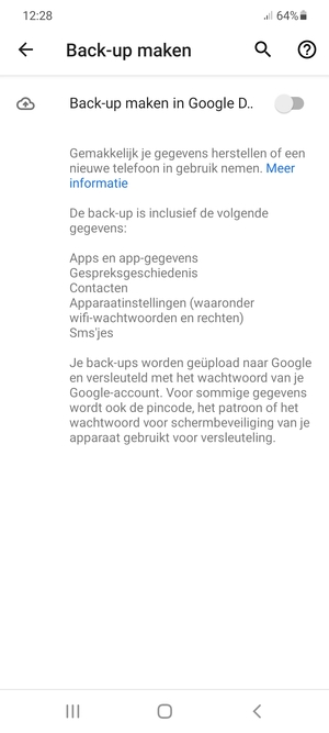 Schakel Back-up maken in Gogle Drive in