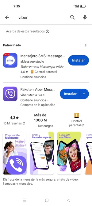 Seleccione la aplicación