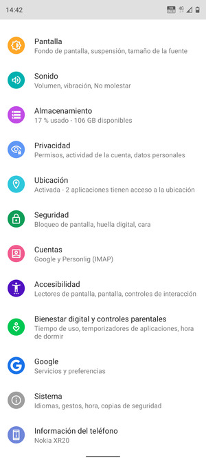 Desplácese y seleccione Cuentas