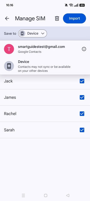 Select your Google account