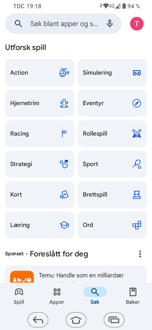 Velg søkefelt