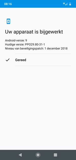 Als uw telefoon up-to-date is, selecteert u Gereed