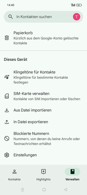 Scrollen Sie und wählen Sie SIM-Karte verwalten