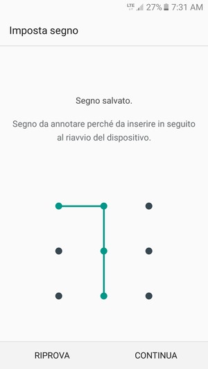 Disegna una sequenza di sblocco e seleziona CONTINUA