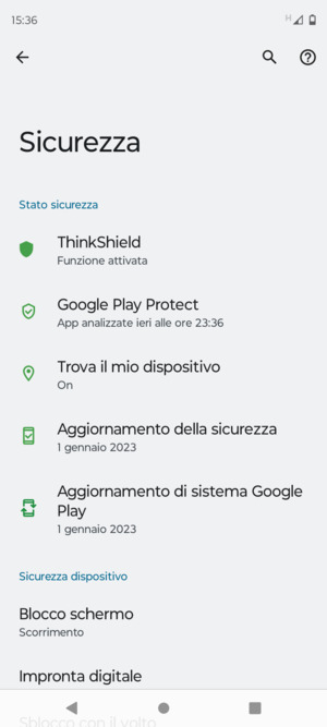 Per attivare il blocco dello schermo, vai al menu Sicurezza e seleziona Blocco schermo