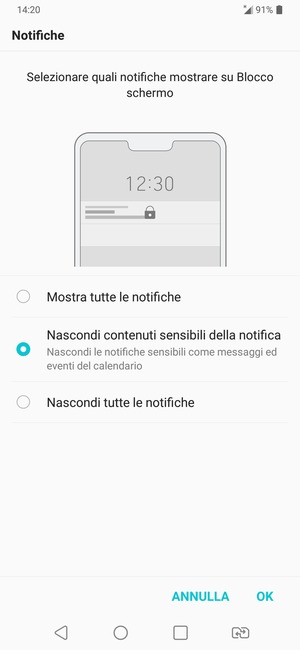 Seleziona la tua opzione preferita e poi OK
