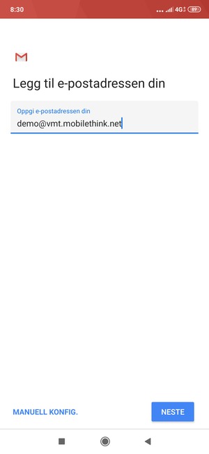 Skriv inn e-postadresse og velg NESTE