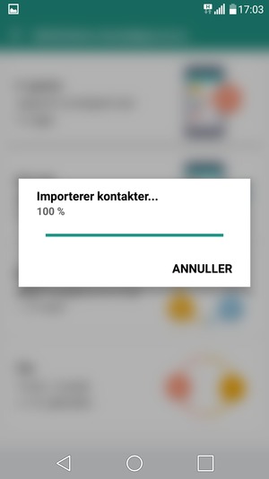 Dine kontakter vil blive gemt på din Google konto og gemt på din telefon næste gang Google synkroniseres.