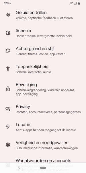 Scroll naar en selecteer Beveiliging