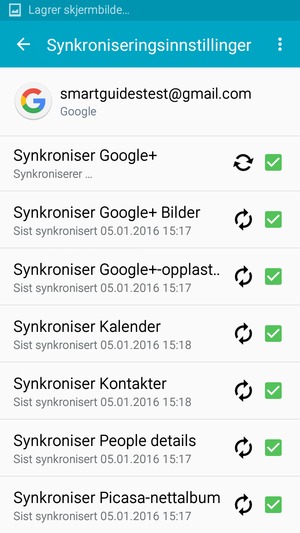 Din informasjon blir synkronisert