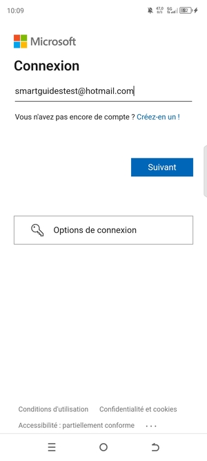 Saisissez votre adresse Hotmail et sélectionnez Suivant