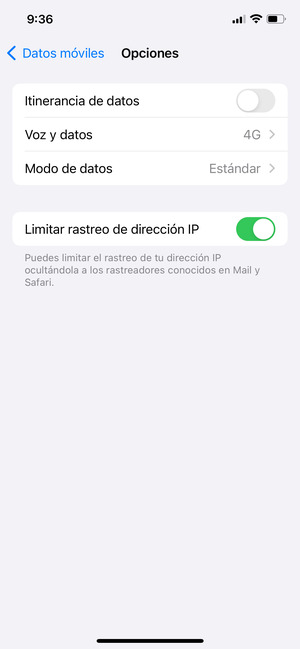 Activar o desactivar Itinerancia de datos