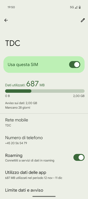 Attiva o disattiva Roaming
