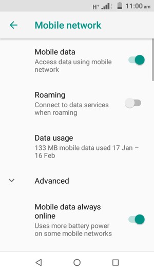 To change network if network problems occur, scroll to and select Advanced