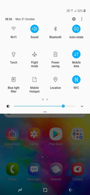 Select the v button