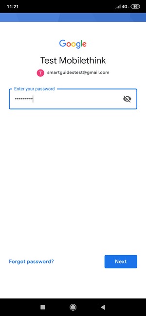 Enter your Gmail password and select Next