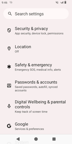 Scroll to and select Security & privacy