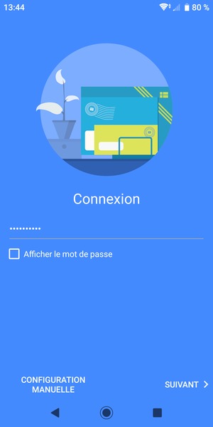 Saisissez votre mot de passe et sélectionnez CONFIGURATION MANUELLE