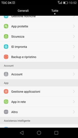 Scorri e seleziona Account