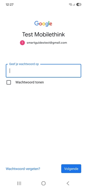 Voer uw Gmail wachtwoord in en selecteer Volgende