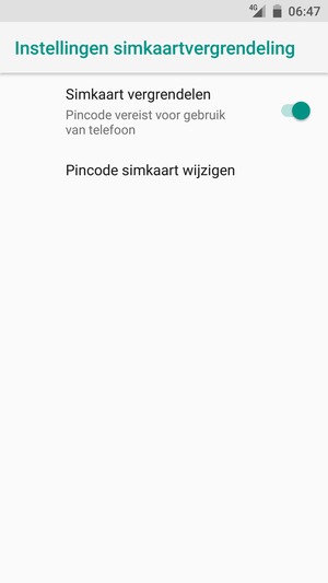 Selecteer Pincode simkaart wijzigen
