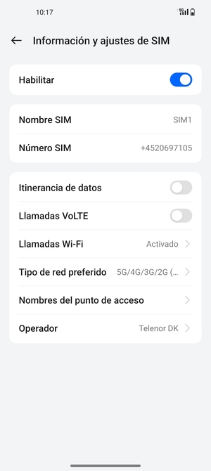 Para cambiar la red en caso de problemas de conectividad, seleccione Operador