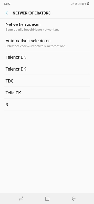 Selecteer een netwerkoperator uit de lijst