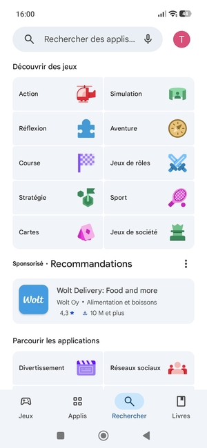 Sélectionnez la barre de Recherche