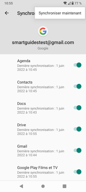 Sélectionnez Synchroniser maintenant