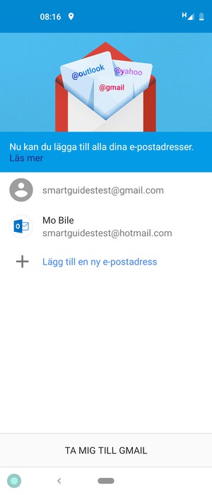 Välj TA MIG TILL GMAIL