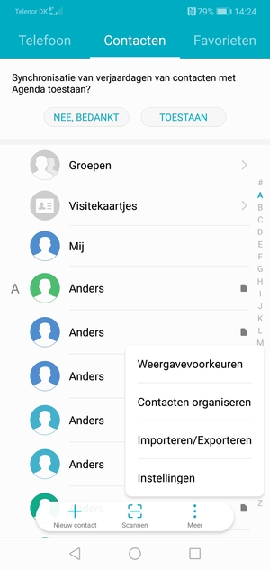 Selecteer Importeren/Exporteren