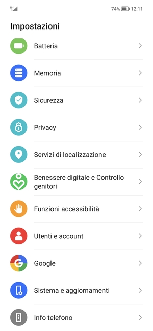 Scorri e seleziona Sistema e aggiornamenti