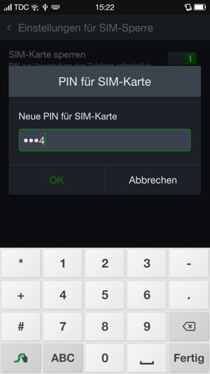 Geben Sie Ihre Neue PIN für SIM-Karte ein und wählen Sie OK