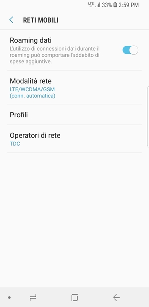 Attiva o disattiva Roaming dati
