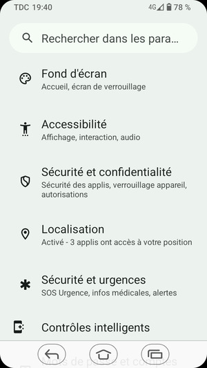 Faites défiler et sélectionnez Localisation