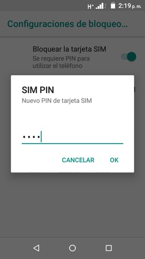 Introduzca su Nuevo PIN de tarjeta SIM y seleccione OK