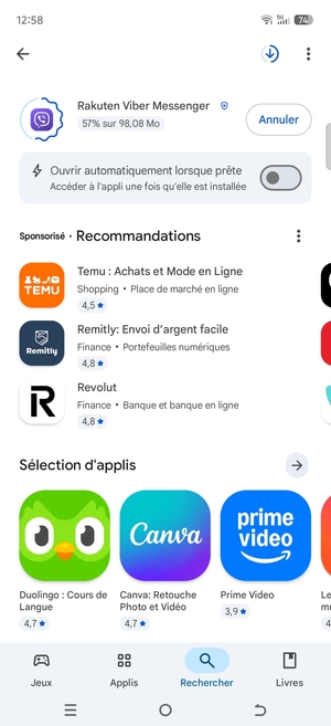 Veuillez attendre la fin de la procédure d'installation
