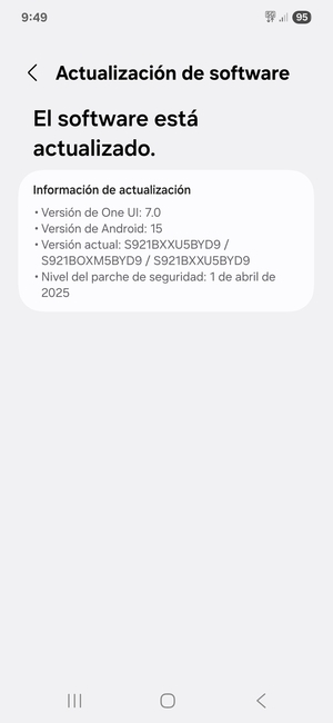 Si su teléfono está actualizado, verá la siguiente pantalla