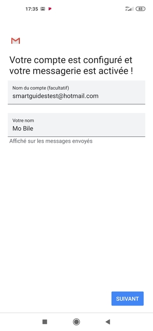 Donnez un nom à votre compte et saisissez votre nom. Sélectionnez SUIVANT