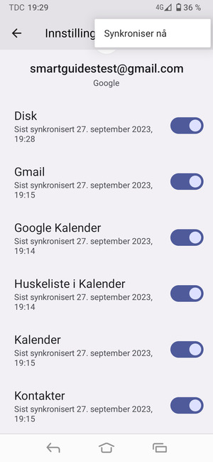 Velg Synkroniser nå