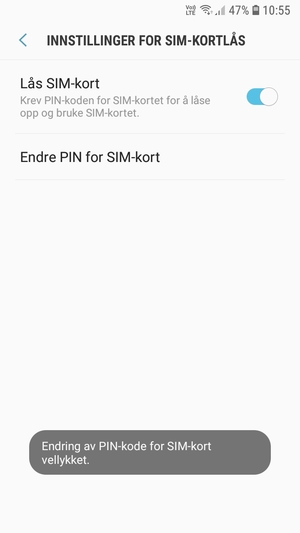 Din PIN-kode er endret
