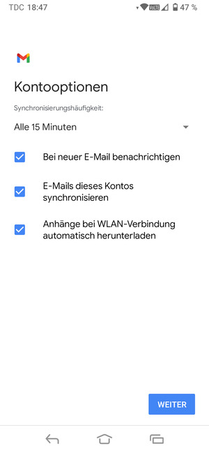 Wählen Sie WEITER