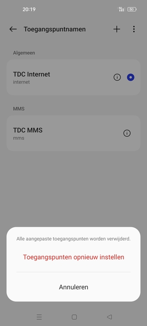 Selecteer Toegangspunten opnieuw instellen