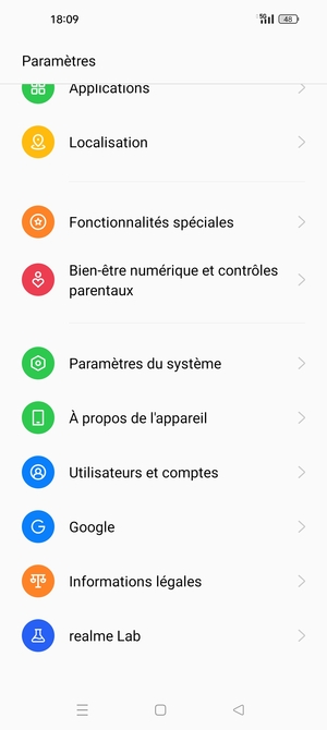 Faites défiler et sélectionnez Paramètres du système