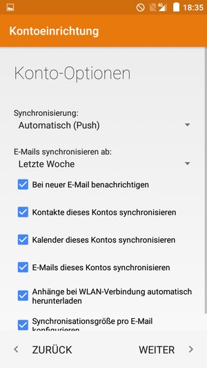 Wählen Sie WEITER