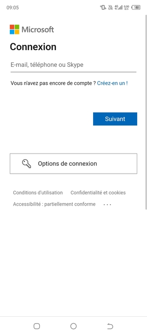 Saisissez votre adresse Hotmail et sélectionnez Suivant