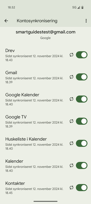 Kontroller at Kontakter er valgt