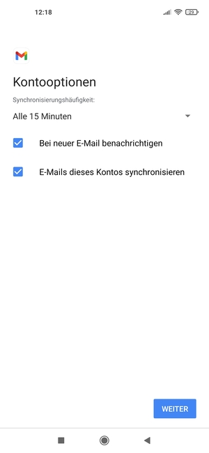 Wählen Sie WEITER