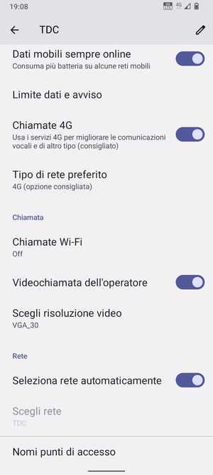 Scorri e seleziona Nomi punti di accesso